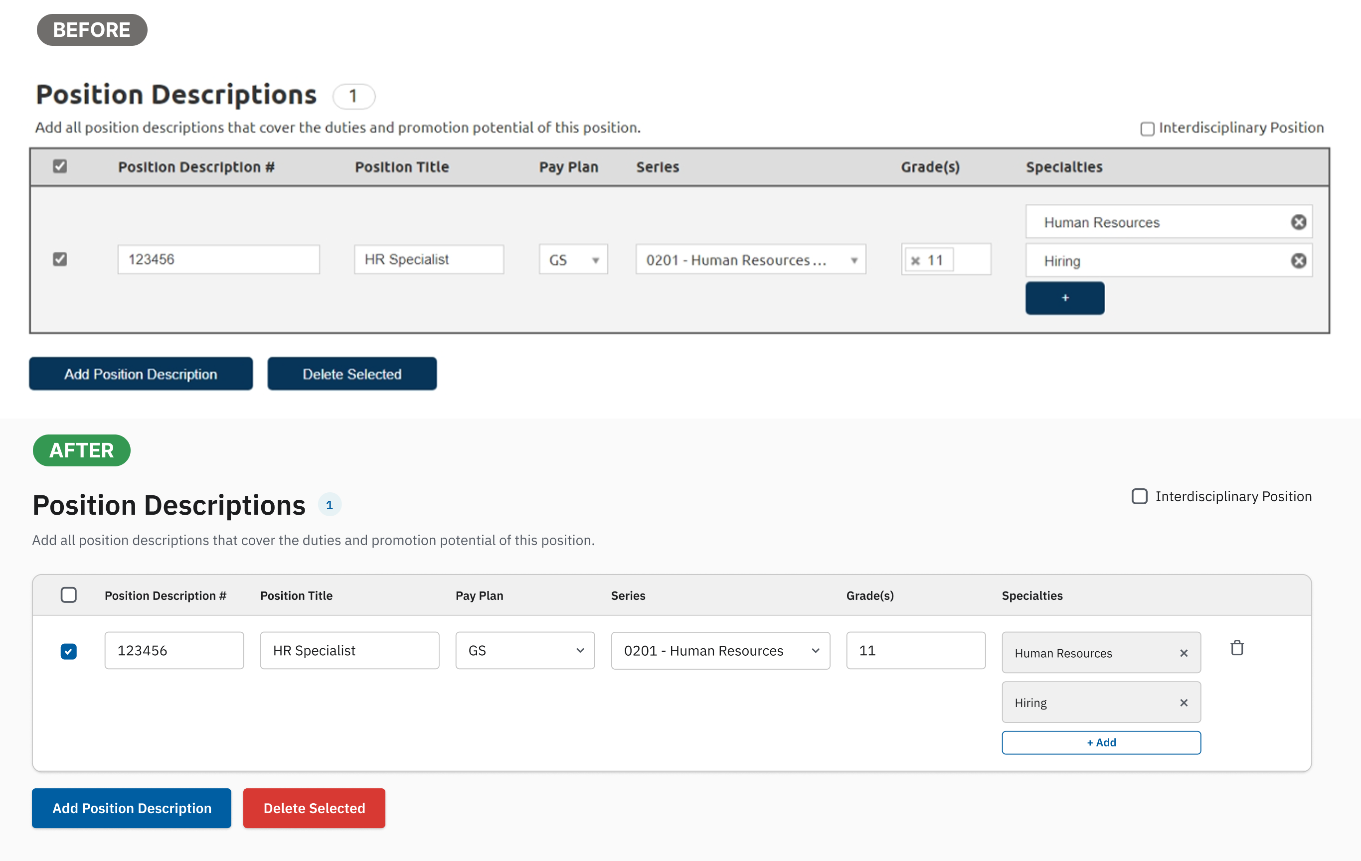 Table component redesigned with the new design system